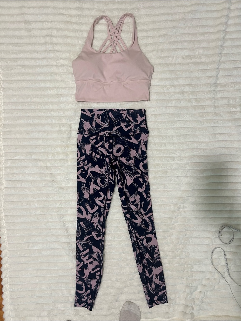 CRZ Yoga Strappy Bra + Lululemon Leggingsx2 Bundle Pink Black Yoga Set Size 4/6